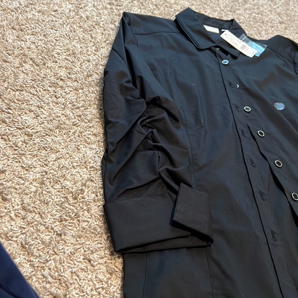 New York & Company Black Rouched Sleeve Button Up Blouse - Picture 4 of 8